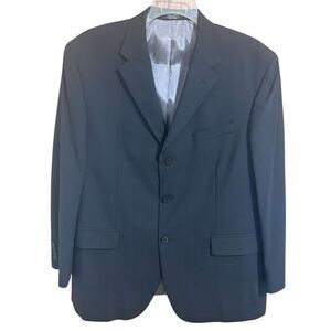 CEZANI Men's 46R 100% Wool Black Pinstripe 3-Button Suit Jacket Sport Coat Blaze